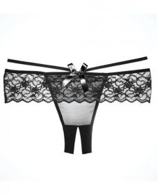 Adore Angel Crotchless Panty Black O/S