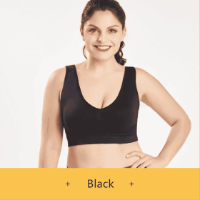 Sports Bra No Steel Ring Chest Wrap No Trace Female Underwear Beauty Yoga Back Shockproof (Option: Black-2XL)