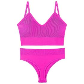 Women's Underwear Small Chest Push-up Thin Wireless Large Size Sports Sling Vest French Triangle Cup Bra Set (Option: Rose Red-XXL170 185kg)